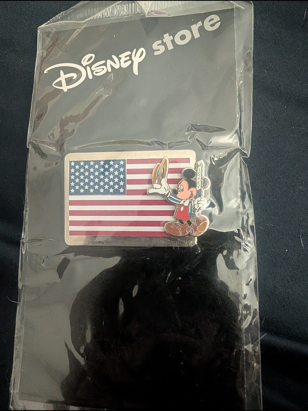Vintage Disney Store Mickey Mouse USA Flag Enamel Pin - Red, White, Blue